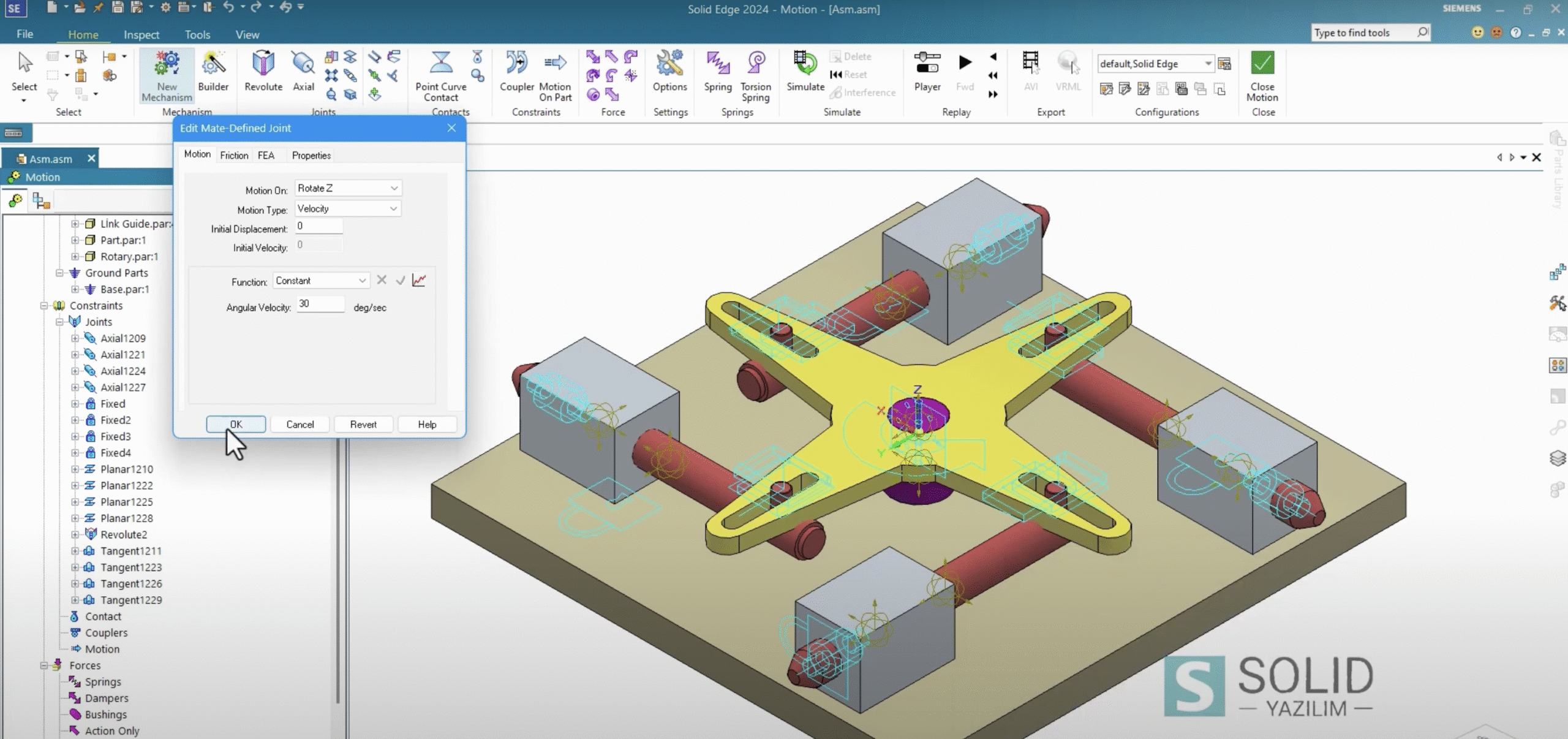 Solid Edge Assembly Motion ile Hareket Analizi