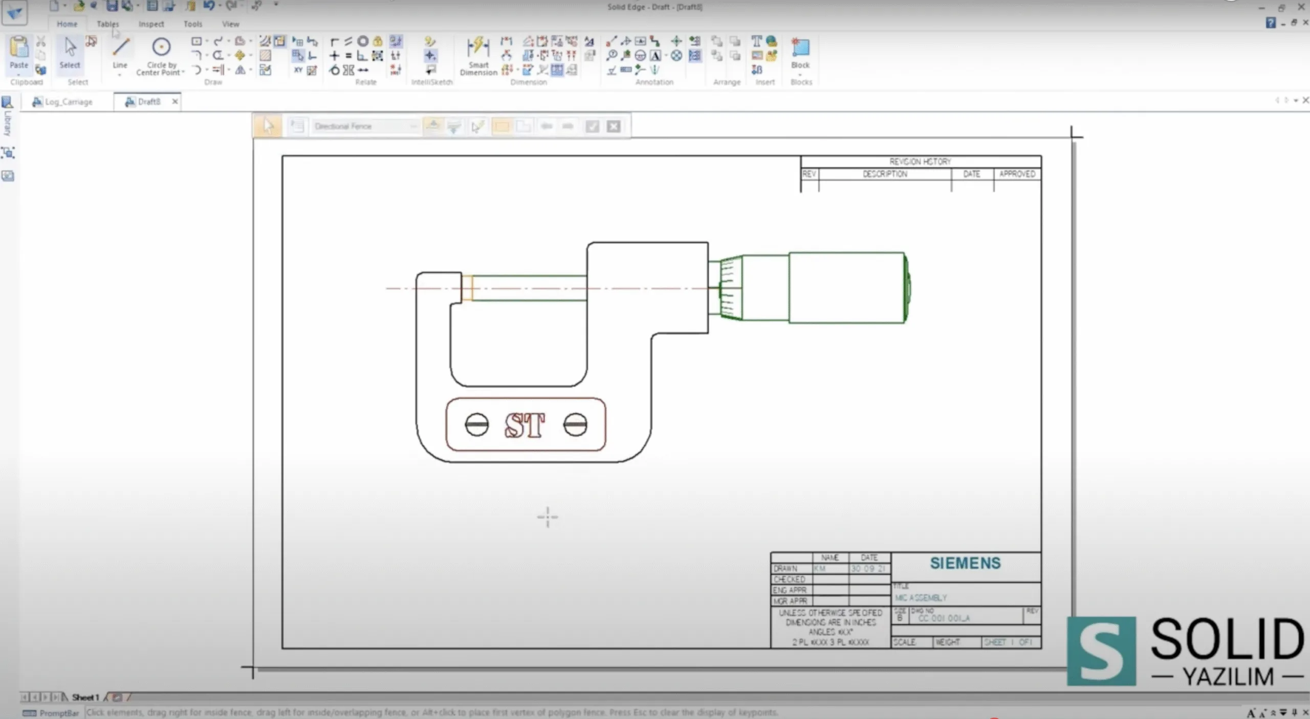 Solid Edge 2D teknik çizim ve drafting görseli